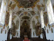 Schulkirche in Amberg, Rokokokirche, erbaut 1697 durch Wolfgang Dientzenhofer, 1758 erweitert, Stuck von Anton Landes, Fresken vom Hofmaler Gottfried Bernhard G�tz, Bildhauerarbeiten von Franz Joachim Schlott (06.04.2015)