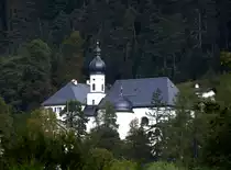 Garmisch-Partenkirchen, Blick vom Ort zur Wallfahrtskirche St.Anton am Fu�e des Wank, Sept.2014
