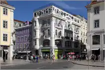 Lissabon. Das Hotel Internacional steht an einer Ecke des Rossio. 11.05.2015