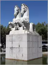 Lissabon. Pferdefiguren im Praca do Imperio im Stadtteil Bel�m. 10.05.2015