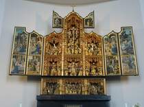 Zlpich, Flandrischer Schnitzaltar um 1500 in der Pfarrkirche St. Peter (03.05.2015)