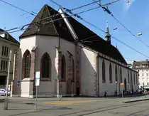 Basel, die St.Clarakirche in Kleinbasel, erbaut im 14.Jahrhundert f�r das Kloster der Clarissinen, seit 1853 katholische Pfarrkirche, Juni 2015