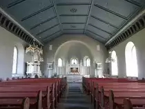 Torbj�rntorps, Innenraum der Kirche, Mariaaltar 18. Jahrhundert, Altarbild von 
Ljungstr�m, Orgel von 1887 (14.06.2015)