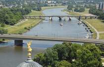 Aussicht von der Frauenkirche in Dresden. Aufnahmedatum: 8. Juni 2014.