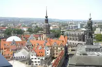 Aussicht von der Frauenkirche in Dresden. Aufnahmedatum: 8. Juni 2014.