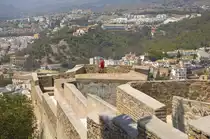 Aussicht auf M�laga von Castillo de Gibralfaro. Aufnahmedatum: 19. Juli 2014.