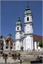 Bad Waldsee. Die Stiftskirche St. Peter entstand ab 1579 und wurde im Barock umgestaltet. 05.07.2015