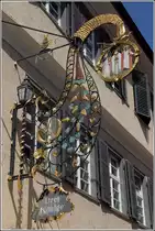 Ravensburg. Wirtshausschild des Gasthauses Drei K�nige in der Marktstra�e. 11.07.2015