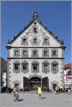 Ravensburg. Die Giebelseite des Lederhauses, dem ehemaligen Zunft- und Kaufhaus der Lederinnung. 11.07.2015