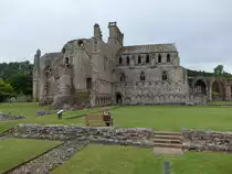 Melrose Abbey, gegr�ndet 1136 von K�nig David I., zerst�rt 1545, erhalten sind der Chor und die beiden Querschiffe (10.07.2015)