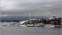 Oslo. Blick von der Festung Akershus auf Akerbrygge und Tjuvholmen. 16.09.2015