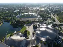 Das M�nchener Olympia Stadion Olympiapark von Olympia Turm M�nchen aus fotografiert am 26,08,2015
