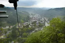 Blick von der Schwebebahn in Vianden. Aufnahme: August 2007.