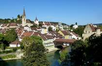 Baden, Blick auf die Altstadt von der Hochbrcke aus, Sept.2015
