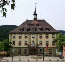 Neustadt im Schwarzwald, das Rathaus der ca. 12.000 Einwohner z�hlenden Kurstadt, Juli 2015