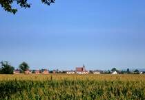 Blotzheim, Blick auf den Ort im sdlichen Elsa, Aug.2015