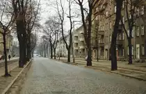 Bernauer Stra�e in Oranienburg zu DDR-Zeiten. Aufnahme: M�rz 1984 (digitalisiertes Negativfoto).