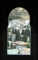 Blick auf Granada vom Oratorium in der Alhambra. Aufnahme: Juli 2014.
