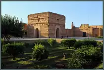 Blick auf einen Turm am westlichen Ende des El-Badi-Palastes von Marrakesch. Die Anlage wurde um 1700 zu gro�en Teilen zerst�rt. (Marrakesch, 18.11.2015)