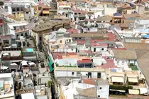 Die Innenstadt von Sevilla vom Domturm aus gesehen. Aufnahme: Juli 2014.