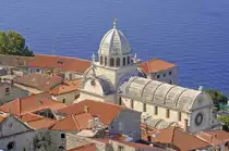 Blick auf die Innenstadt und Kathedrale in �ibenik. Aufnahme: Juli 2009.