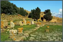 Von der r�mischen Siedlung Sala Colonie sind durch ein schweres Erdbeben im 18. Jahrhunder nur noch wenige Reste erhalten geblieben. Hier ist die alte Hauptstra�e mit mehreren Wohn- und Gesch�ftsh�usern zu sehen. Auch einige sch�n gestaltete Kapitelle wurden bei Ausgrabungen gefunden. (Chellah Rabat, 23.11.2015)