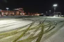 Nachtaufnahme vom City-Park in Flensburg. Aufnahme: Dezember 2010.