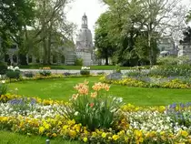 Dresden - Blick �ber den Br�hlschen Garten am Ende der Br�hlschen Terrasse zur Frauenkirche. Aufgenommen im Juni 2010.