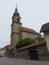 Angelbachtal, Ev. Kirche von Eichtersheim, erbaut 1792, Kirchturm von 1886 (31.05.2015)