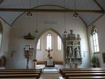 Krnbach, Innenraum der Ev. Michaelskirche mit fnf Meter hohem Renaissance-Grabmal fr Bernhard von Sternenfels und seine Gemahlin Maria Agatha von Weitershausen (31.05.2015)
