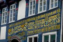 Fachwerk in Marktstrae von Hxter (Weserbergland). Aufnahme: Juli 2007.