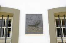 Gedenktafel am Geburtshausbaus von Karl Marx in Trier. Aufnahme: Juli 2007.