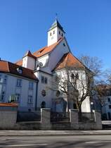 Kempten, St. Anton Kirche mit Kapuzinerkloster, erbaut von 1911 bis 1912 durch Ferdinand Schildhauer (29.01.2016)