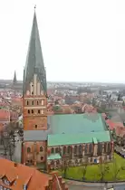 Die L�neburger St. Johannis-Kirche vom Wasserturm aus gesehen. 30. Januar 2016.