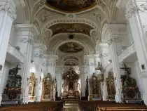 Rot a. d. Rot, Klosterkirche St. Verena, Fresken von Januarius Zick, Kanzel und Alt�re von Franz Xaver Feuchtmayer dem J�ngeren, Chorgest�hl von Andreas Etschmann (29.01.2016)