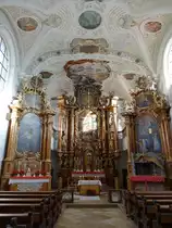 Bad W�rishofen, Alt�re von Valentin Zindter in der Dominikanerinnen Klosterkirche, Fresken und Stuck von Dominikus Zimmermann, Altargem�lde von Franz Haagen (26.01.2016)