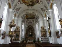 Oberflossing, barocker Innenraum der Pfarrkirche St. Johannes der Tufer (22.02.2016)