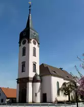 Bantzenheim, die Pfarrkirche St.Michael von 1780, April 2013