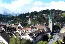 Feldkirch, Blick von der Schattenburg �ber die historische Altstadt mit dem Dom St.Nikolaus, Okt.2004