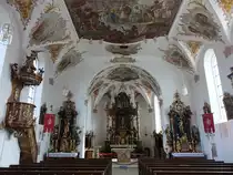 Genderkingen, Innenraum der St. Peter und Paul Kirche, erbaut 1750 (06.03.2016)