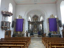 Bundorf, Kanzel und Altre in der kath. Pfarrkirche St. Laurentius (25.03.2016)