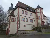 Renaissance Schloss R�gheim, zweigeschossiger Massivbau mit Treppenturm, erbaut im 16. Jahrhundert (25.03.2016)