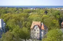 Świnoujście (Swinem�nde). Aussicht vom Cafe Wiesla (Lutherturm) Richtung Nord. Aufnahme: 7. Mai 2016.