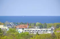 Świnoujście (Swinem�nde). Aussicht vom Cafe Wiesla (Lutherturm) Richtung Nord. Aufnahme: 7. Mai 2016.
