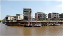 Stade. In den letzten Jahren sind in der Salztorvorstadt auf einer Industriebrache an Stadthafen und Schwinge moderne Wohn- und Gewerbeimmobilien errichtet worden. 12.05.2016