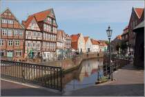 Stade. Der Hansehafen vom Fischmarkt aus. Links sind die Gebude am Wasser West zu sehen. 12.05.2016