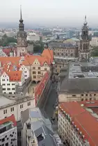 Dresden, Residenzschloss, Langer Gang, Hofkirche - Blick von der Aussichtsplattform der Frauenkirche - 01.10.2012