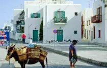 Wei�e H�user in Mykonos Stadt. Bild vom Dia. Aufnahme: Juni 1992. Bild vom Dia. Aufnahme: Juni 1992.