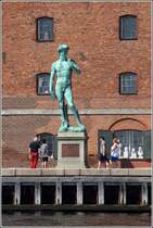 Kopenhagen. Dieser David steht als wetterfestes Ausstellungsstck bei der Kniglichen Abgusssammlung direkt am Hafenbecken. 04.06.2016 