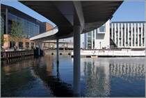 Kopenhagen. Auf der Cykelslange werden die von der Bryggebroen kommenden Radfahrer weiter zwischen den modernen Bauten hindurchgefhrt. 0406.2016 